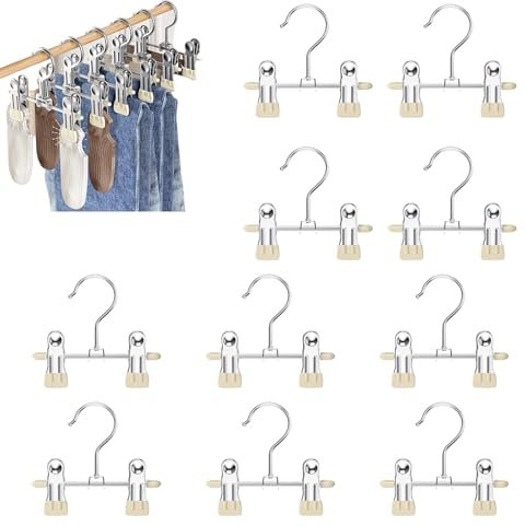 Xinlie 10 Stück Metall Kleiderbügel Multifunktionaler Haken Mit Clips - Rutschfester Stiefel Aufhänger für Hosen, Schuhe, Handtuch, Stücher (Weiß)