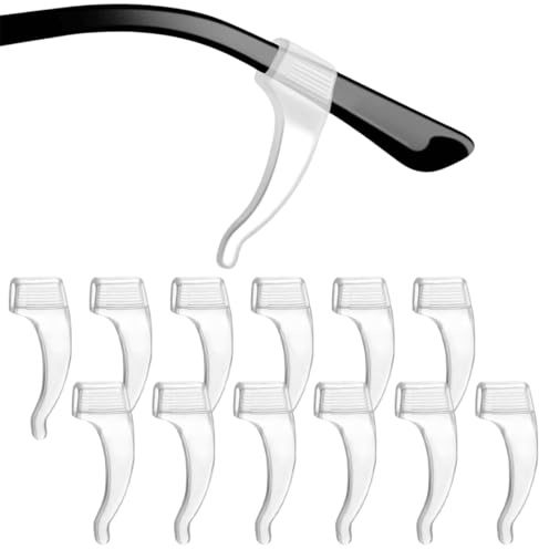 NJCXOLA Sujeta Gafas, 6 Pares, Silicona Antideslizante, Classic, Blanco, Gancho del Oído, Deportes