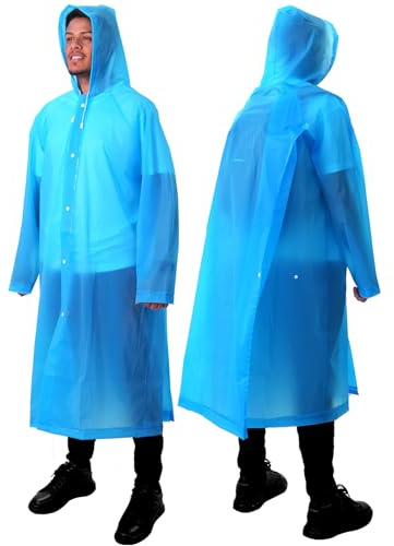 ANYOO 2-pack regnponchos för vuxna återanvändbara regnrockar med huva och dragsko akut för män kvinnor