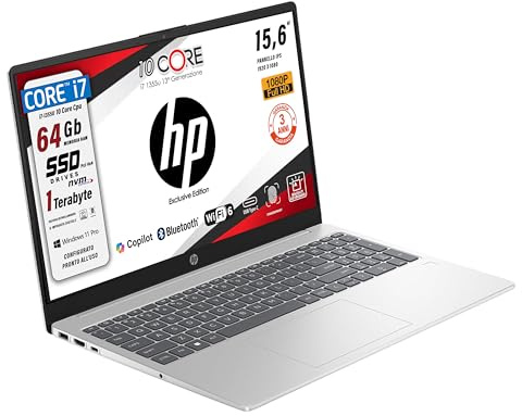 HP 250 G10 Notebook PC Portatile, Intel Core i7 1355u 13Th 10Core Ram 64Gb