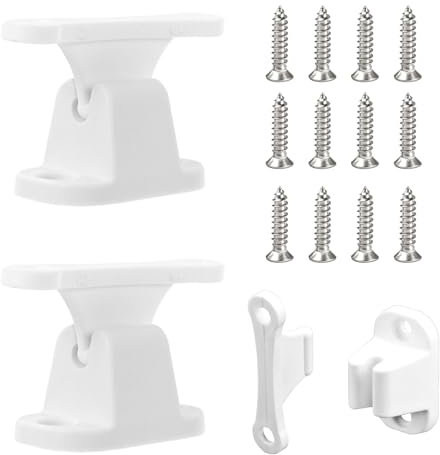 MIPIACE 3 Piezas Retenedor Puerta Autocaravana Blanco con 12 Tornillos Retenedor Puerta Caravana de Plástico Cierre de Puerta para Caravana para Autocaravanas Barcos Camping Accesorios Caravana