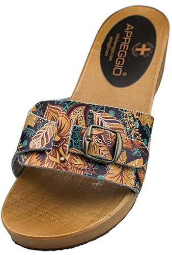 APREGGIO Zapatos de madera para mujer, zuecos abiertos de piel, hechos a mano, zapatos de madera suecos, zapatillas, suaves, cómodos, suela sólida, color blanco