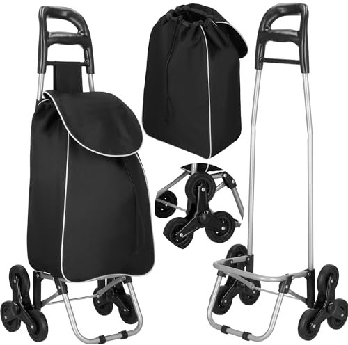 SPRINGOS Carro de la compra 30 litros bolsa extraíble carro de la compra con escalera ideal para tirar de escaleras, carga máxima 18 kg