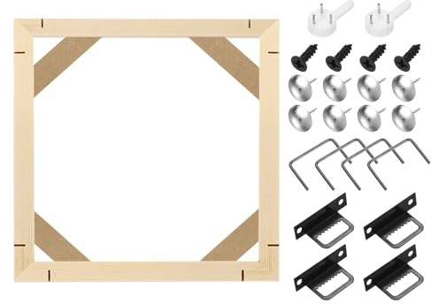 sourcing map 20 x 20cm Canvas Stretcher Bars, Wood Canvas Frame Kit Canvas Stretcher Frames DIY Stretcher Bars for Oil Paintings Prints Posters Home Decor