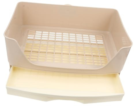 GALPADA Caja de Arena para Mascotas Grandes Bandeja Extraíble de Plástico Beige Que Previene Salpicaduras y Facilita el Entrenamiento de Conejos y Cobayas Adultos