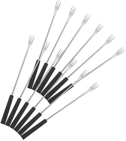 ULDIGI 12 piezas Tenedores para Fondue con Mango de PP Acero Inoxidable Resistente para Frutas Postres y Chocolate Uso Doméstico y Profesional