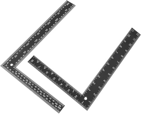 Zerodeko Righello Angolare a 90° in Acciaio Temprato Righello a Squadra per Lavorazione del Legno Strumento di Misurazione Portatile per Falegnameria Uso in Casa Ufficio e Officina