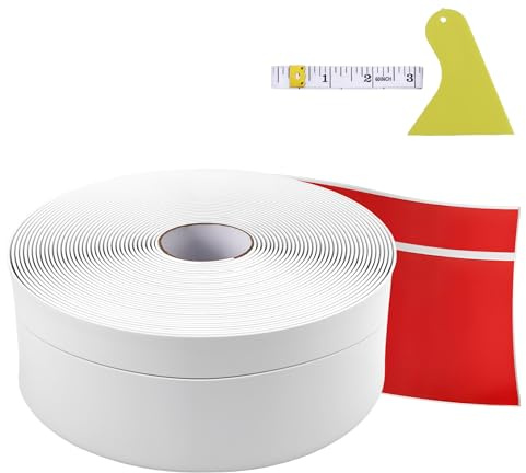 Rodapiés Autoadhesivo Blanco Personalizado,18m,5cm x 2cm,Flexible,PVC Zócalo Decorativo para Paredes,Cocina Baño Sala,listón de acabado Protección de Paredes y Bordes,Con Mini Racleta y Regla Flexible