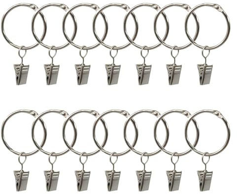 Curtain rings, Curtain Rings with Clips 60pcs Metal Drapery Ring Clamp for Curtain Rods