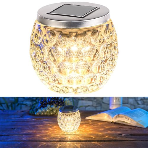 Photophore en verre à LED à alimentation solaire, Ø 10 cm Layna [Lunartec]