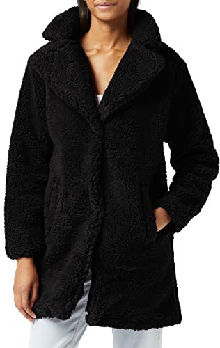 Urban Classics Damen Ladies Oversized Sherpa Coat Mantel, Schwarz (Black 00007), Large (Herstellergröße: L)