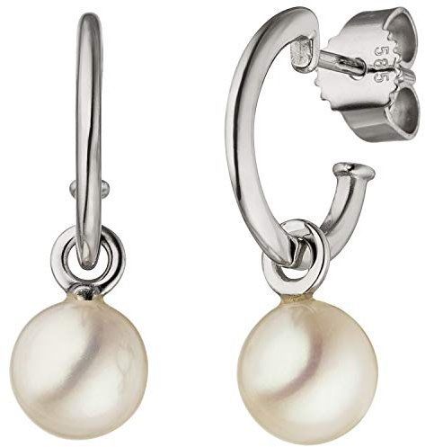 Jobo Damen-Ohrhänger aus 14 Karat 585 Weißgold mit Perlen