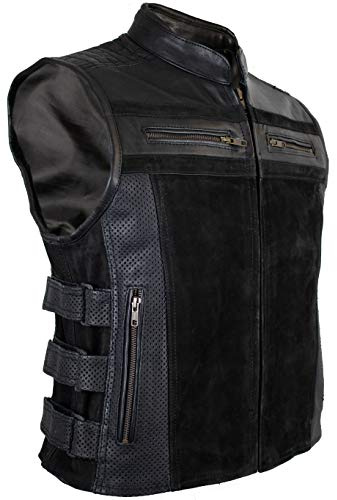 MDM Chaleco de piel para motorista, talla L