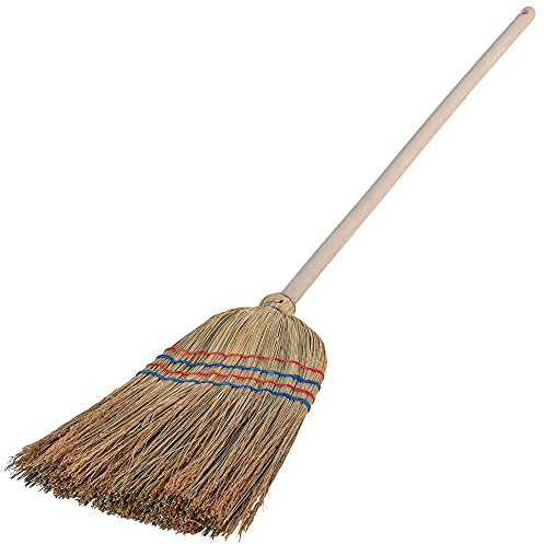 KADAX Reisstrohbesen, Reisigbesen, Besen mit langem Stiel aus Holz, funktionaler Strohbesen, Besen aus Sorgogras, Hexenbesen, Hofbesen aus Reisstroh (L: 140 cm)