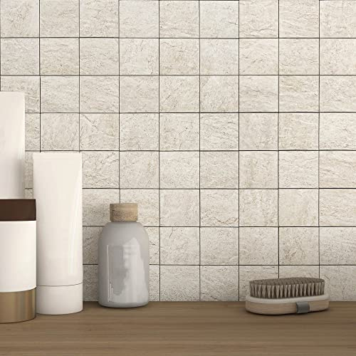 BeNice Kitchen Peel and Stick Tile Backsplash Bathroom Self Adhesive Stone Mosaic Thick Wall Stickers 12x12(Beige,10 Sheets)