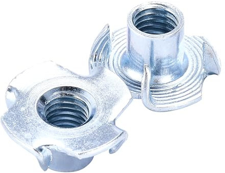 Bolt Dropper 4-Prong M8x11mm, 100er-Set Zink T-Muttern, Einschlagmutter, Kohlenstoffstahl mit Zinkbeschichtung, für Holz-, Verbund- und Partikelmaterialien - Stark und rostbeständig