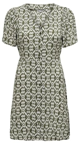 ONLY Onlevida S/S Short Dress Wvn Noos Vestido de Verano, marrón, L para Mujer