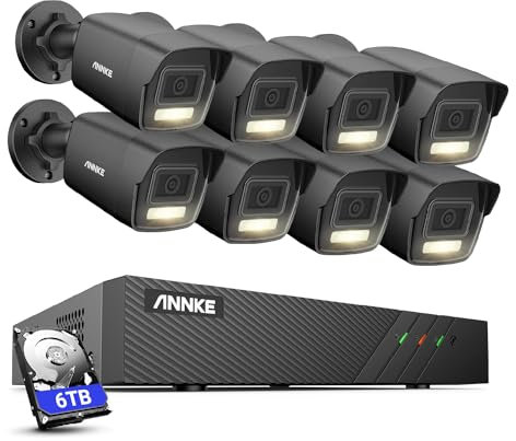 ANNKE Set di telecamere di sorveglianza da 3 K/5 MP, per esterni, 8 X 3 K PoE IP con riconoscimento intelligente delle persone e riconoscimento del veicolo, 8 CH 6 TB HDD NVR per videosorveglianza 24