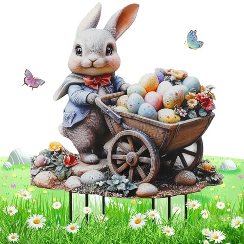 HANGGON Conigli pasquali, decorazione da giardino, decorazione pasquale, decorazione pasquale, decorazione pasquale, decorazione pasquale per esterni, per esterni e interni