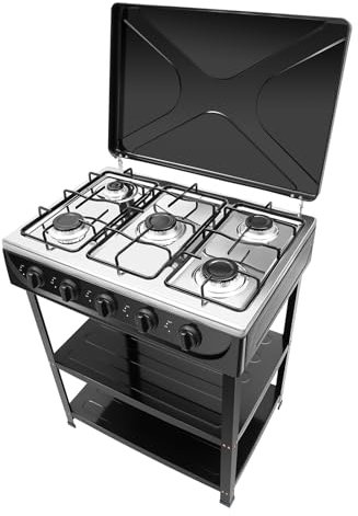 Cuisinière à gaz 5 brûleurs, cuisinière à gaz, 2,5 KW, fonctionnement efficace, contrôle indépendant, tables de positionnement, convient pour rôtis, pâtes, soupe, camping, pêche