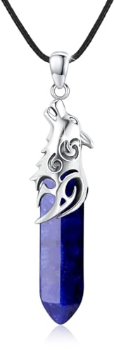 Collar de cabeza de lobo para hombre, plata de ley 925, colgante de lobo con forma de columna de cristal, amuleto vikingo, joyería para el día de San Valentín, regalo para hombres y mujeres, talla