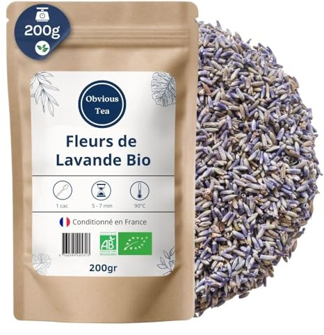 Hela ekologiska lavendelblommor - Naturlig infusion, lösa och doftande påsar - 100 % naturlig, icke-GMO - ekologiskt odlad - 200 g (100 koppar)