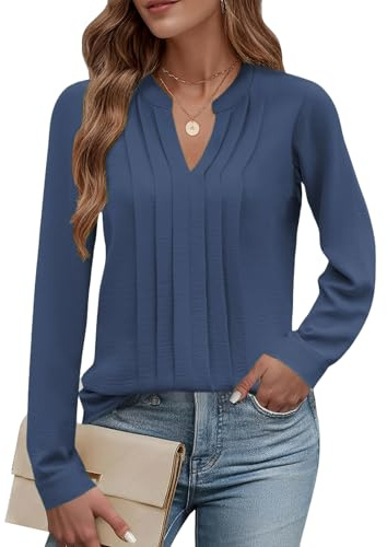 Cuptacc Damblus, elegant, v-ringad, toppar, chiffong, businessoutfit | Höst, vår, chiffong, elegant, avslappnad, modern, plisserad, företag, enfärgad, blommig, basic