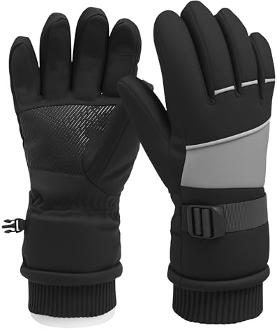 PAABOW Guanti da uomo e donna, invernali, impermeabili, caldi, per touchscreen, invernali, per equitazione, corsa, moto, escursionismo, ciclismo, Nero , L