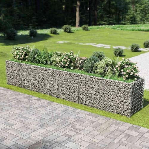 Woonisher Jardinera Rectangular Exterior De Gaviones 540x90x100 Cm, Macetas Exterior Grandes para Terraza, Tiestos para Plantas Exterior Huerto Urbano