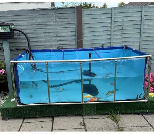 Lona de PVC para estanque con marco de acero, tanque de agua de gran capacidad para la cría de koi, diseño preformado con ventana transparente