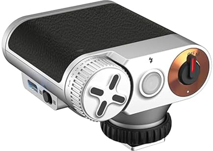 Bewinner Flash Retro de 24W S para Cámara, Mini Flash de Cámara de Cuero Compacto con Reciclaje de 0.2-1.5s, 7 Niveles de Potencia, Batería USB C 1100MAH, Modo óptico S1 S2