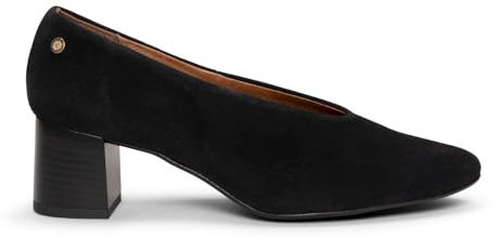 miMaO Zapatos con esconte en V y tacón Ancho de Piel en Negro, EU 39
