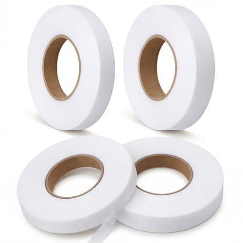 Tyqour Hem Tape 4 Rolls Hemming Tape for Curtains Double Sided Iron on Hemming Tape No Sew Hemming Tape 1.2cm & 1.5cm X 70 Yards Each, Witchery for Curtains, Clothes, DIY Crafts
