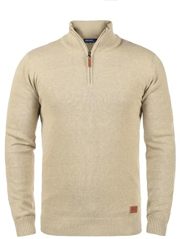 BLEND Robin Maglione Pullover Troyer da Uomo con Collo Alto Stampa, Taglia:S, Colore:Sand Mix (70810)