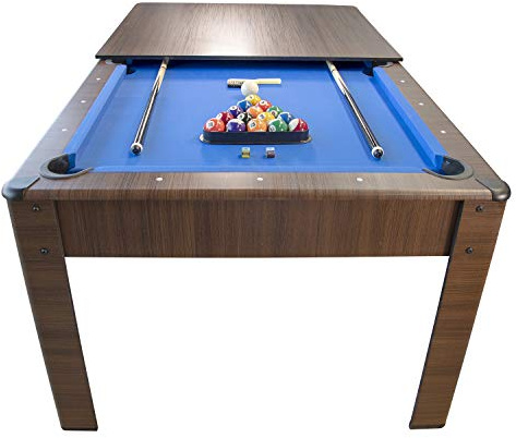 Billard Américain Ambiance avec Accessoires et Plateau Dînatoire, Brut/Tapis Bleu