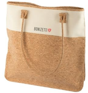 Bonizetti Korktasche Tragetasche CARINA Damentasche aus recyceltem Canvas und Kork Kork medium 36cm x 36cm x 9cm vegane und nachhaltige Handtasche, Henkeltasche, Shopper, Tragetasche, Schultertasche