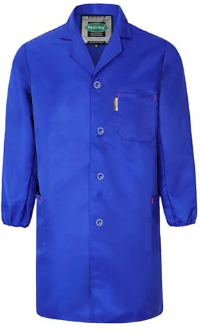 Yukirtiq Camice da Laboratorio Uomo Camice Uniformi da Lavoro Meccanico Abbigliamento da Lavoro Maniche Lunghe Blu da Lavoro con Bottoni, Blu reale, L