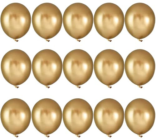 Ballon Or Anniversaire, 15 Pièces 12 Pouces Helium Dorés Ballons de Baudruche pour Mariage Decoration Festival Fête Célébrations