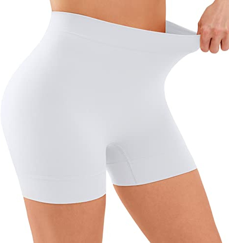 YADIFEN Radlerhose Damen Kurze Hose Shorts Leggings, Sehr Kurz Unter Kleid Rock Anti Scheuern Bequem Hohe Taille Boxershorts Hotpants, 1er Weiß, M