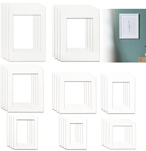 Lechengjia 32 Piezas Passepartout, 8 TamañOs, Paspartu Blanco Para Marco De Fotos, Blanco, Marco De Papel Paspartú Para Enmarcar ImáGenes, Fotos, Carteles, Impresiones ArtíSticas