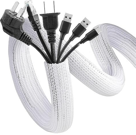 FITUEYES 2m-Φ32mm Cable Protection Cover, Chewing-Proof for Kids & Pets, Flexible Cable Sleeve, White