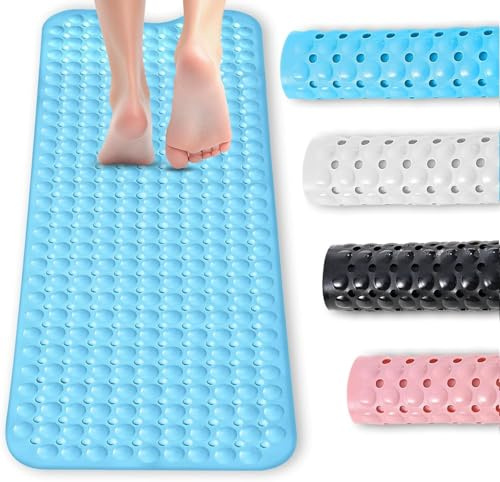 BASVII Halkfri Badkarsmatta 100x40 cm Halkfri Badkarsmatta, BPA-Fri, Mögelresistent, Maskintvättbar, Lämplig För Halkfria Badkar Och Badrumsmattor