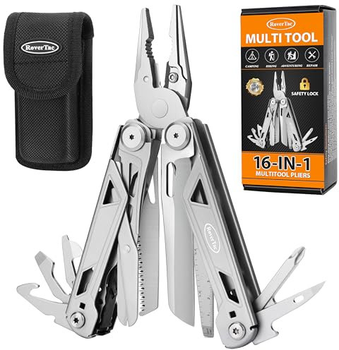 Multitool Werkzeug Zangenset Taschenmesser Geschenke: 16 in 1 Multifunktionszange mit Schere, Messer, Säge, Flaschenöffner, Schraubendreher, Camping Zubehör Gadgets für Outdoor Surival Wandern