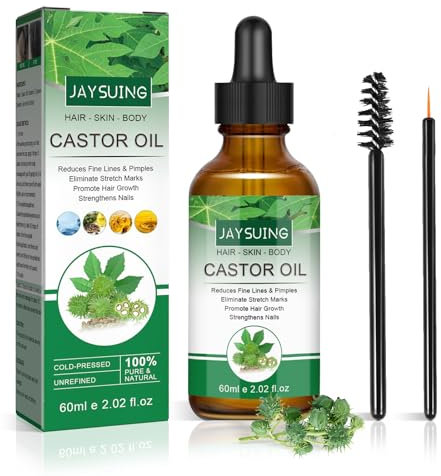Rizinusöl Haare,Rizinus Oil for Hair Growth,Scalp Oil,Haarwachstum öl,Castor oil Organi,Naturreines Zur Hautpflege,Aromatherapie,Pflege Dünnem,Trockenem Brüchigem Haar Augenbrauen Wimpern 60ml