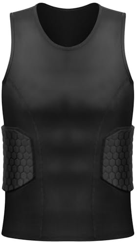 Zicac Protektorenweste Leichter Schutzjacken Eva-Schaum Schützt Brust Rücken, Außen Sports Antikollision Rückenprotektor Protektorenjacke für Snowboard Skaten Fußball Basketball Rugby(M, Schwarz)