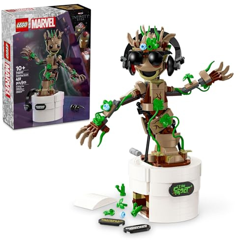 LEGO Marvel Dancing Groot, Guardians of The Galaxy Toy, Buildable Birthday Gift, Marvel Toy, Super Hero Hand-Operated Interactive Playset, Marvel Gift for Kids, Animated Groot Figure, 76297