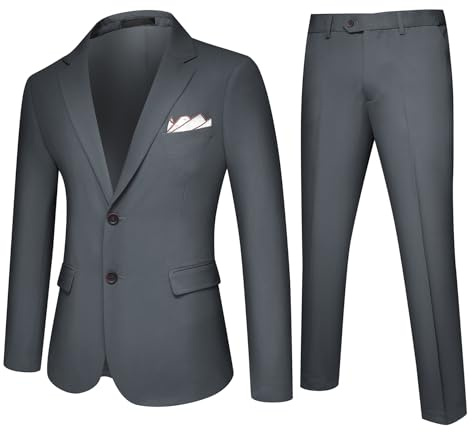 Allthemen Costumes Hommes 2 Pièces Mariage élastique Veste Formel Deux Boutons d'affaires Couleur Unie