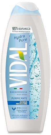 Vidal - Bagnoschiuma Hydra Pure, Formula Purificante arricchita con Acqua Micellare, Dermatologicamente Testato, 600ml