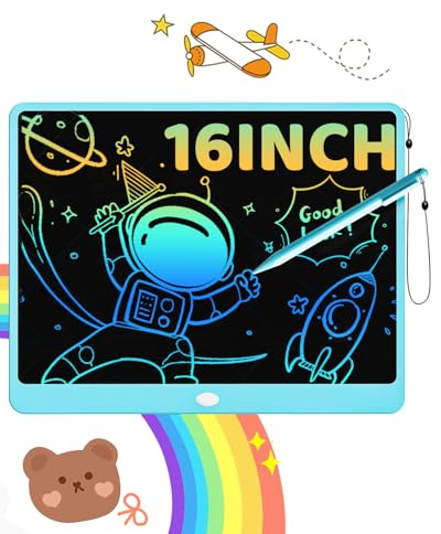ORSEN Tableta de Escritura LCD de 16 Pulgadas, Pizarra Mágica Infantil, Pizarra Magnetica Infantil Juguetes Creativos, Tablet de Dibujo Electrónico, Regalo para Niños y Niñas de 3 a 8 Años (Azul)