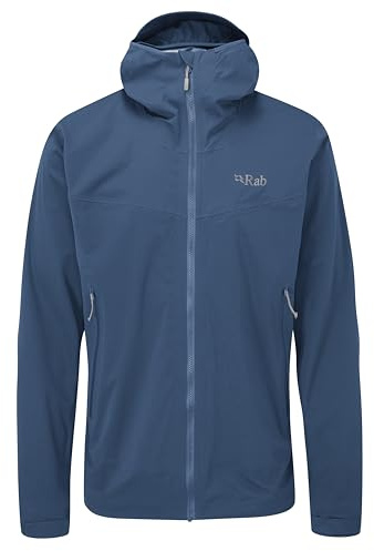 Rab Men's Kinetic 2.0 Hooded Waterproof Lightweight Jacket for Hiking and Trekking - Tempest Blue - Large